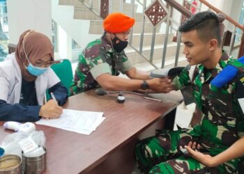 Gandeng Kipan B Yonko 469 Kopasgat, BFLF Lhokseumawe Gelar Donor Darah Peringati HUT PMI Ke -77