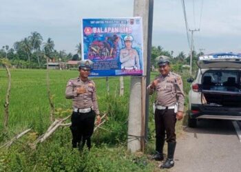 Satlantas Pijay Pasang Spanduk Larangan Balap Liar dan Knalpot Brong, Melanggar Kena Sanksi