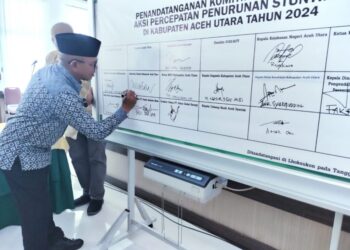 Fokus Turunkan Angka Kasus Stunting, Pemkab Aceh Utara Tanda Tangan Komitmen Bersama Para Pengambil Kebijakan