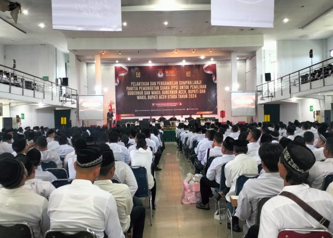 KIP Aceh Utara Lantik 2.556 Anggota PPS untuk Sukseskan Pilkada 2024