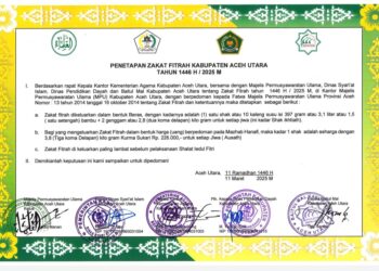 Aceh Utara Tetapkan Zakat Fitrah 2025: Rp 228.000 atau 2,8 Kg Beras