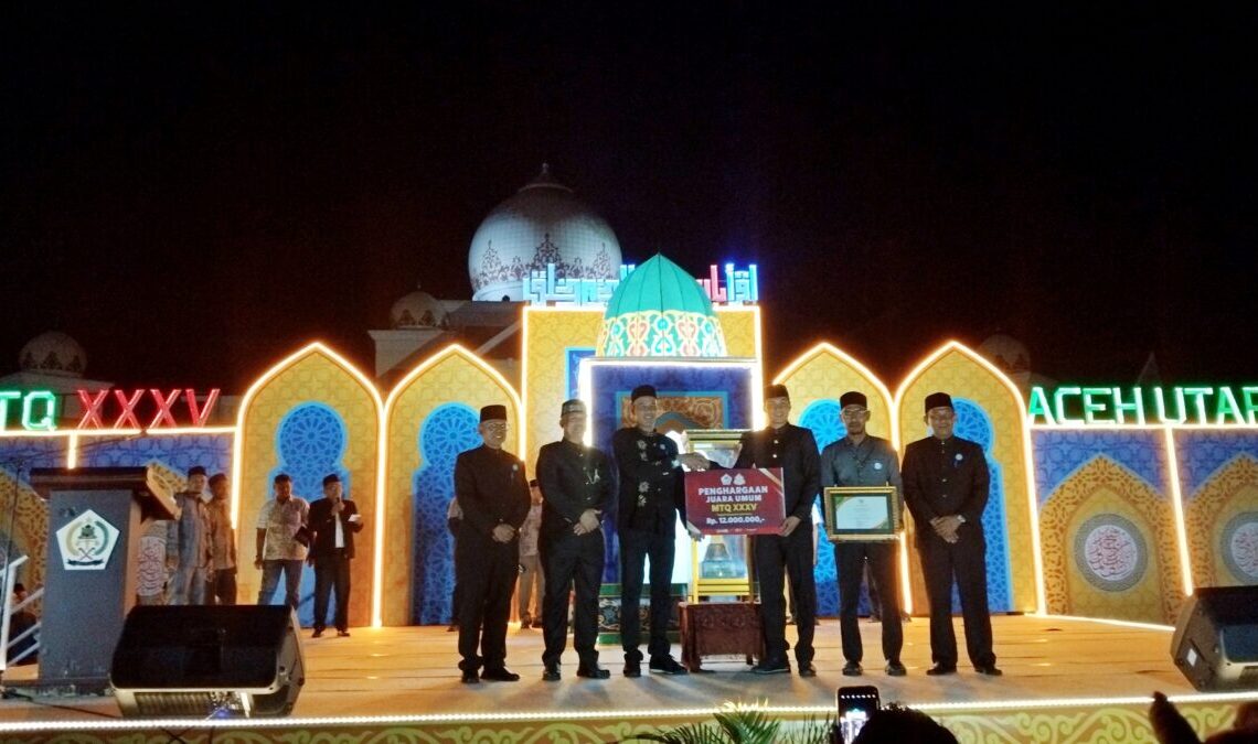 Tanah Jamboe Aye Rebut Juara Umum, MTQ ke-35 Aceh Utara Resmi Ditutup