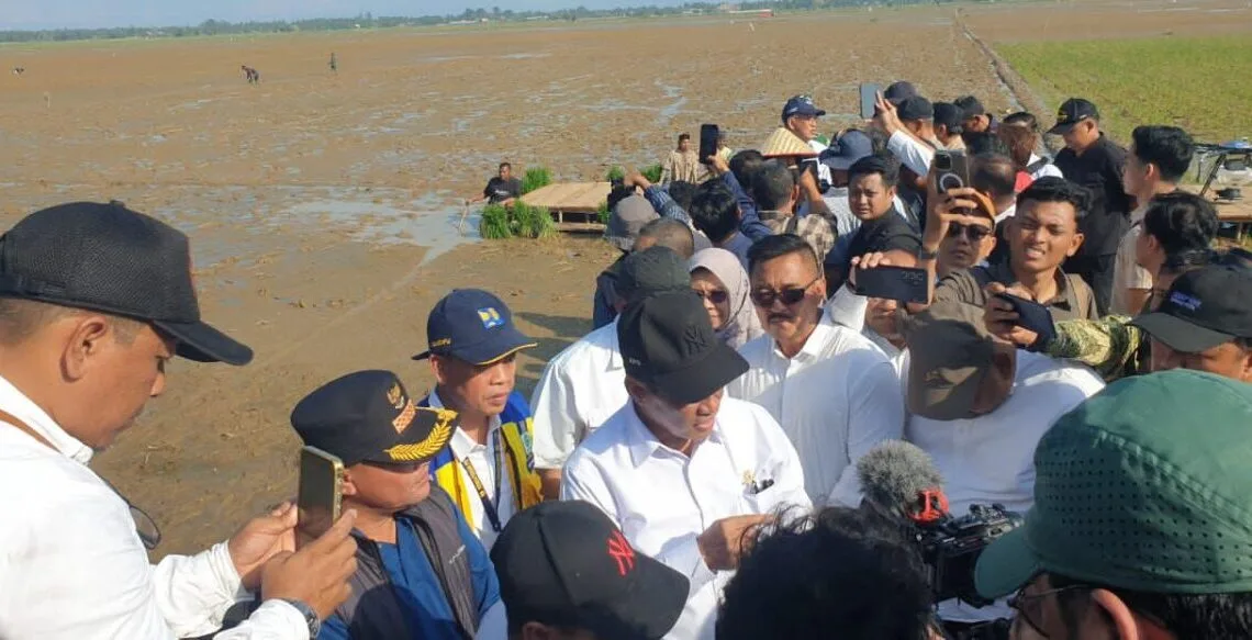 Bupati Aceh Utara Dampingi Mentan dan Ketua Komisi IV DPR RI Tinjau Revitalisasi Sawah