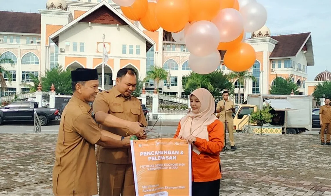 Bupati Aceh Utara diwakili Asisten I Lepas Petugas Sensus Ekonomi 2026 